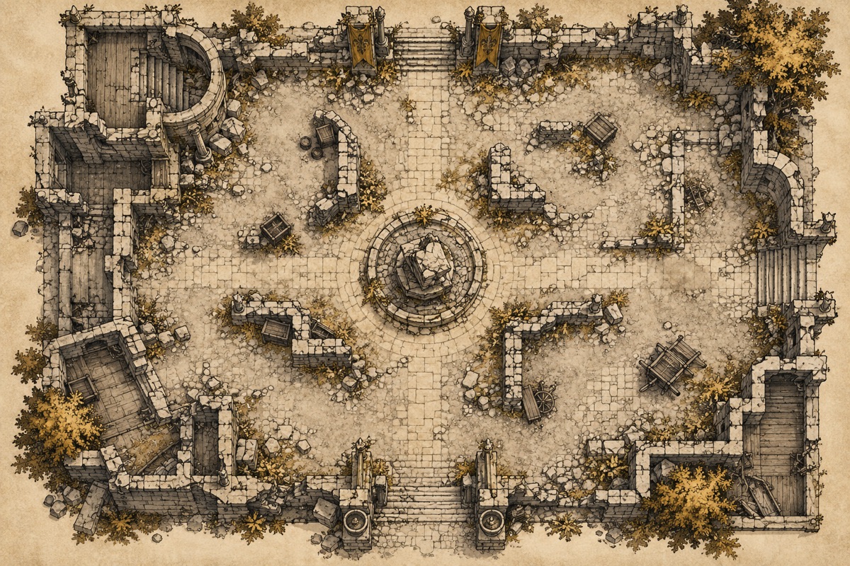 Original fantasy cartography illustration for how to design battle maps for tabletop rpgs