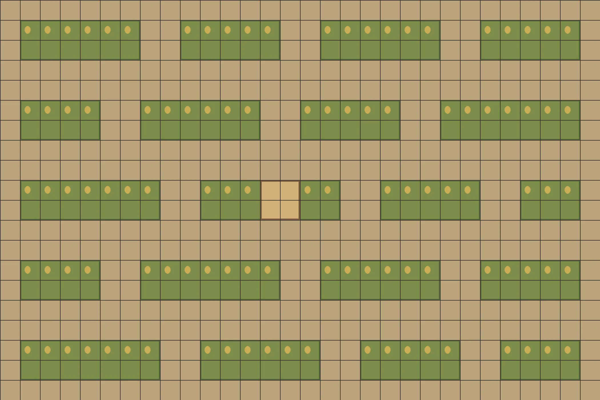 Player-safe haunted corn maze battle map with a square grid