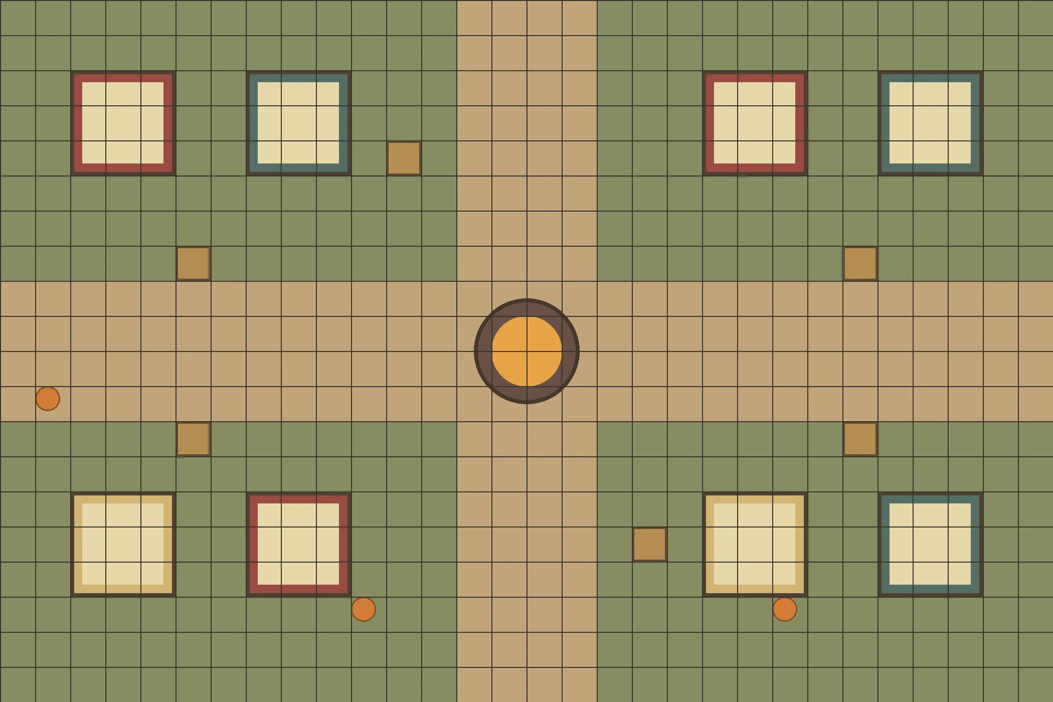 Player-safe harvest festival market battle map with a square grid