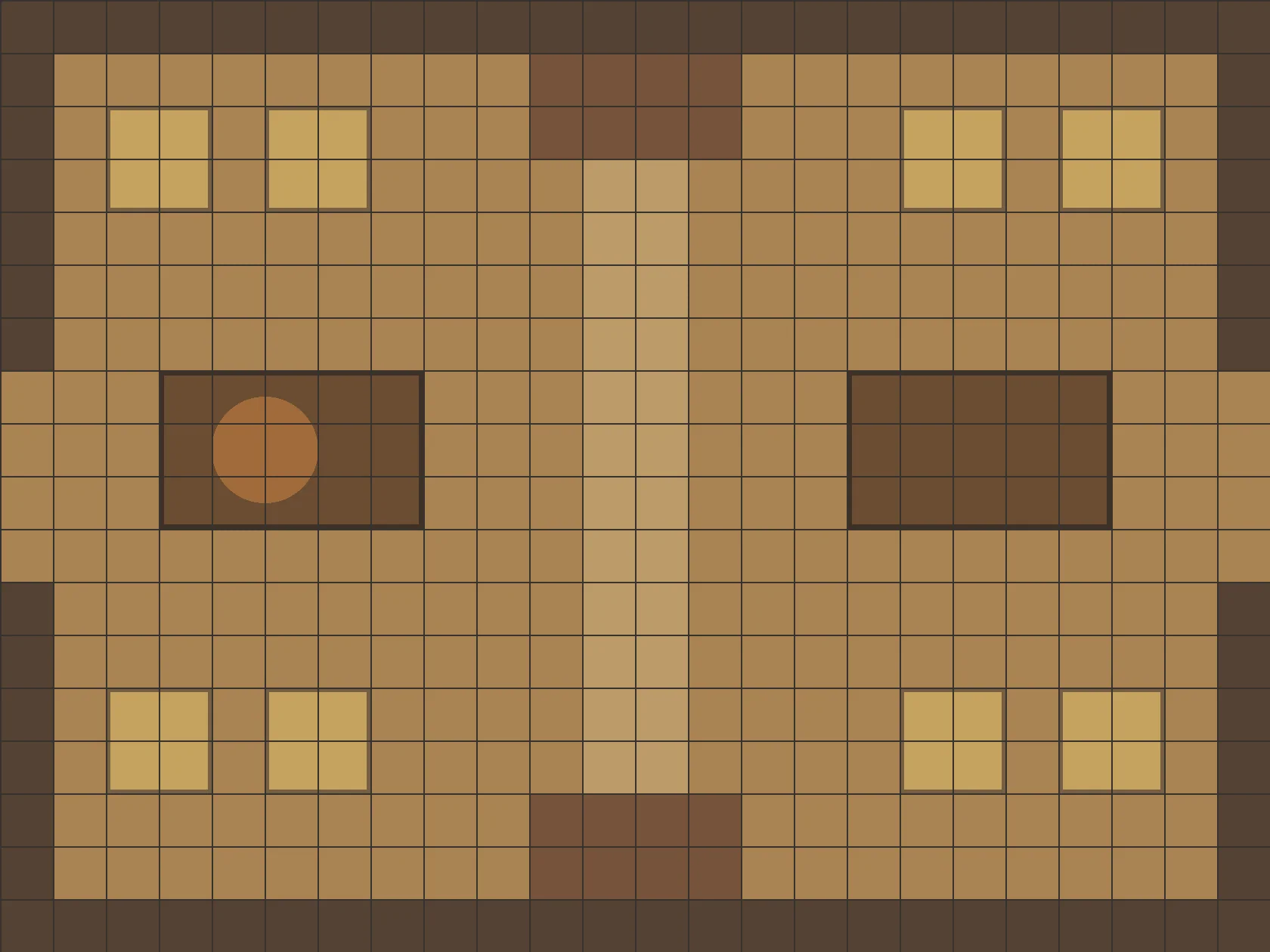 Player-safe haunted barn battle map with a square grid